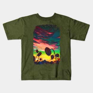 Sunflower Sunset Original Painting Kids T-Shirt